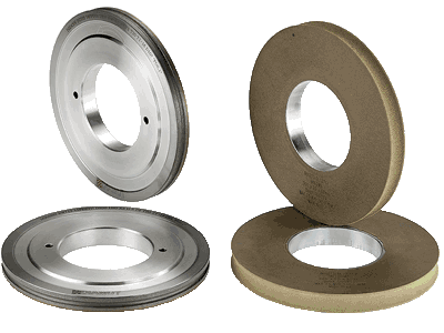 Peripheral grinding wheels and polishing wheels for double edger (pencil edge) machines